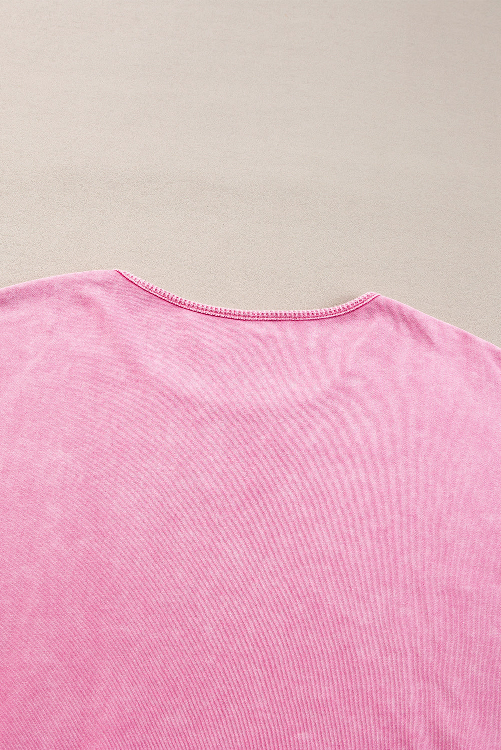 Pink Plus Size Mineral Wash Drop Shoulder Round Neck Sweatshirt