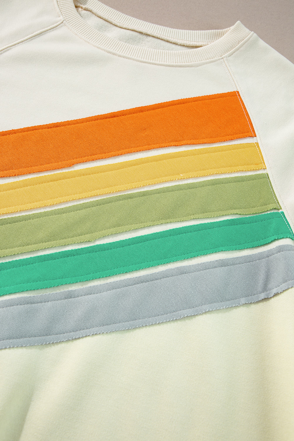 White Rainbow Raglan Sleeve Crew Neck Plus Size Sweatshirt