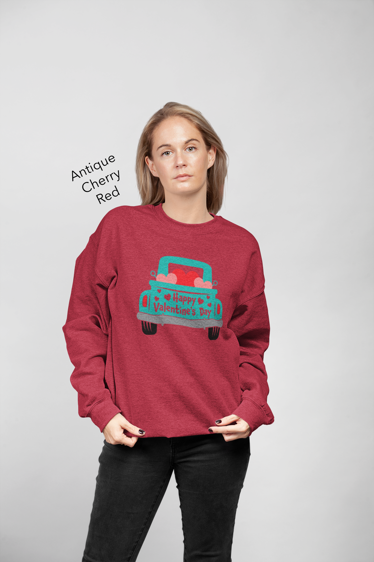 Happy Valentine's Day Truck Vinyl Graphic Tee or Crewneck Sweatshirt