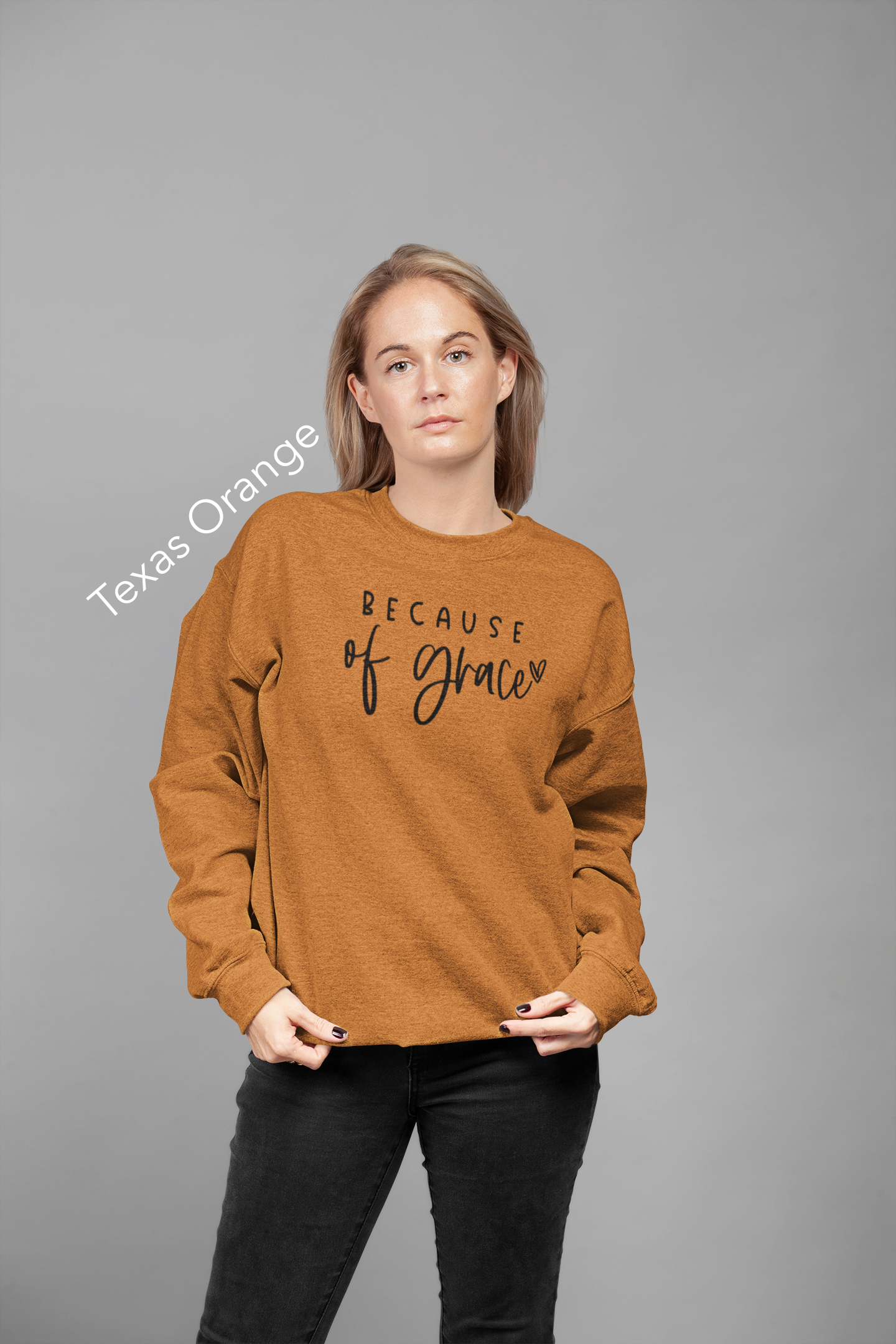 Because of Grace Vinyl Graphic Tee or Crewneck Sweatshirt