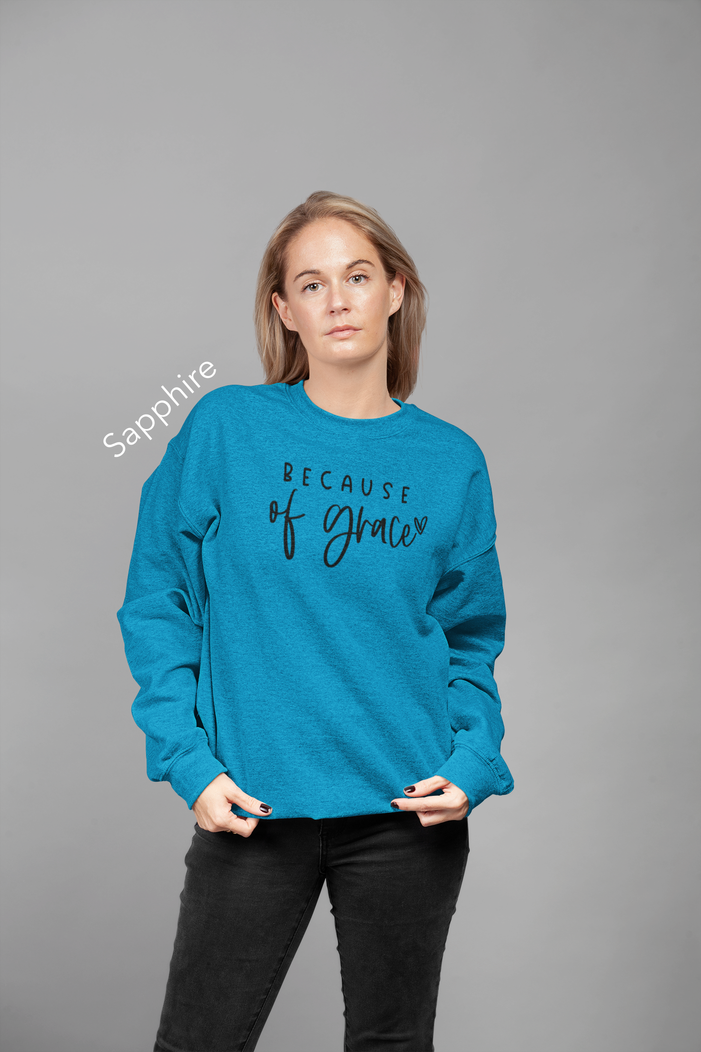 Because of Grace Vinyl Graphic Tee or Crewneck Sweatshirt