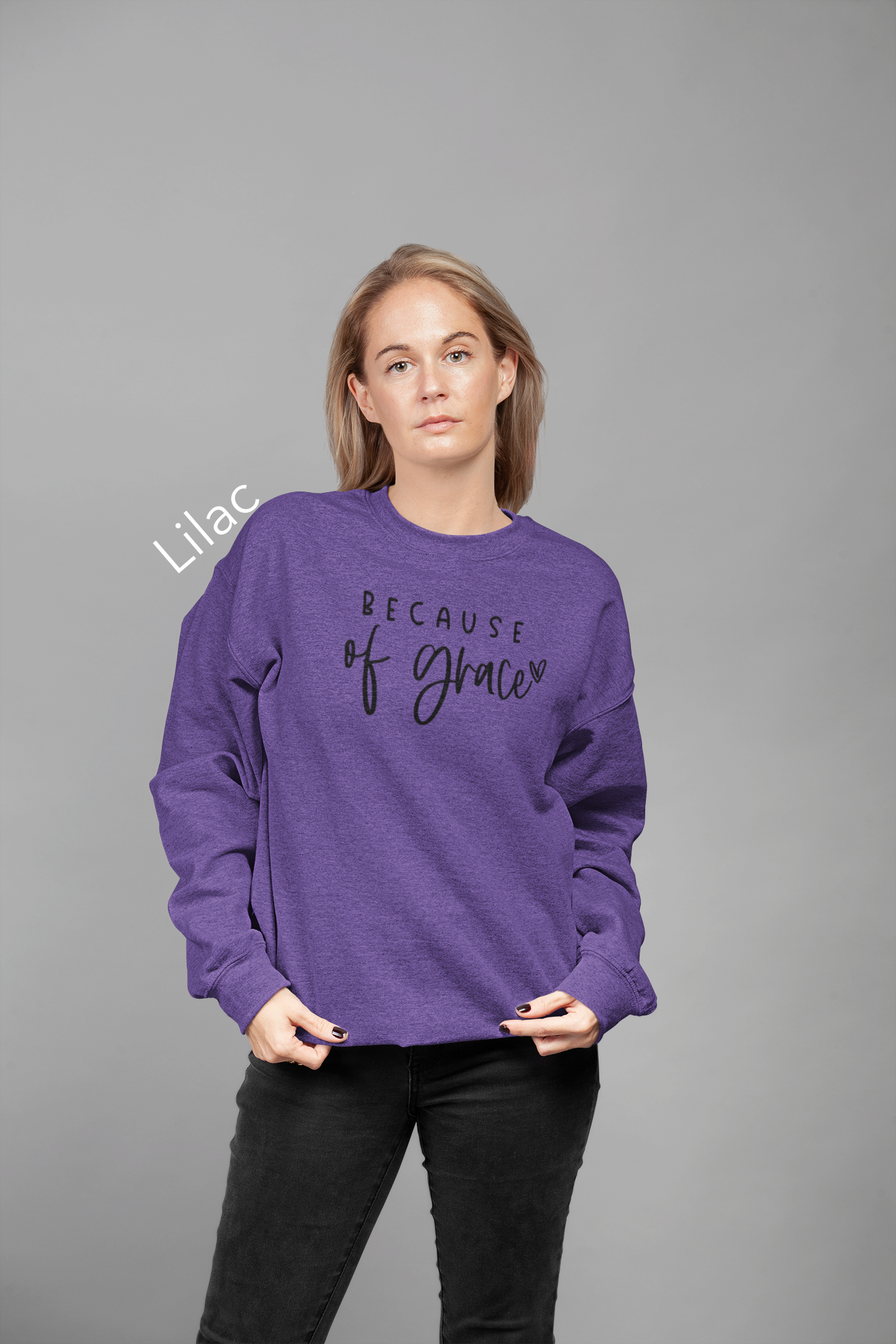 Because of Grace Vinyl Graphic Tee or Crewneck Sweatshirt