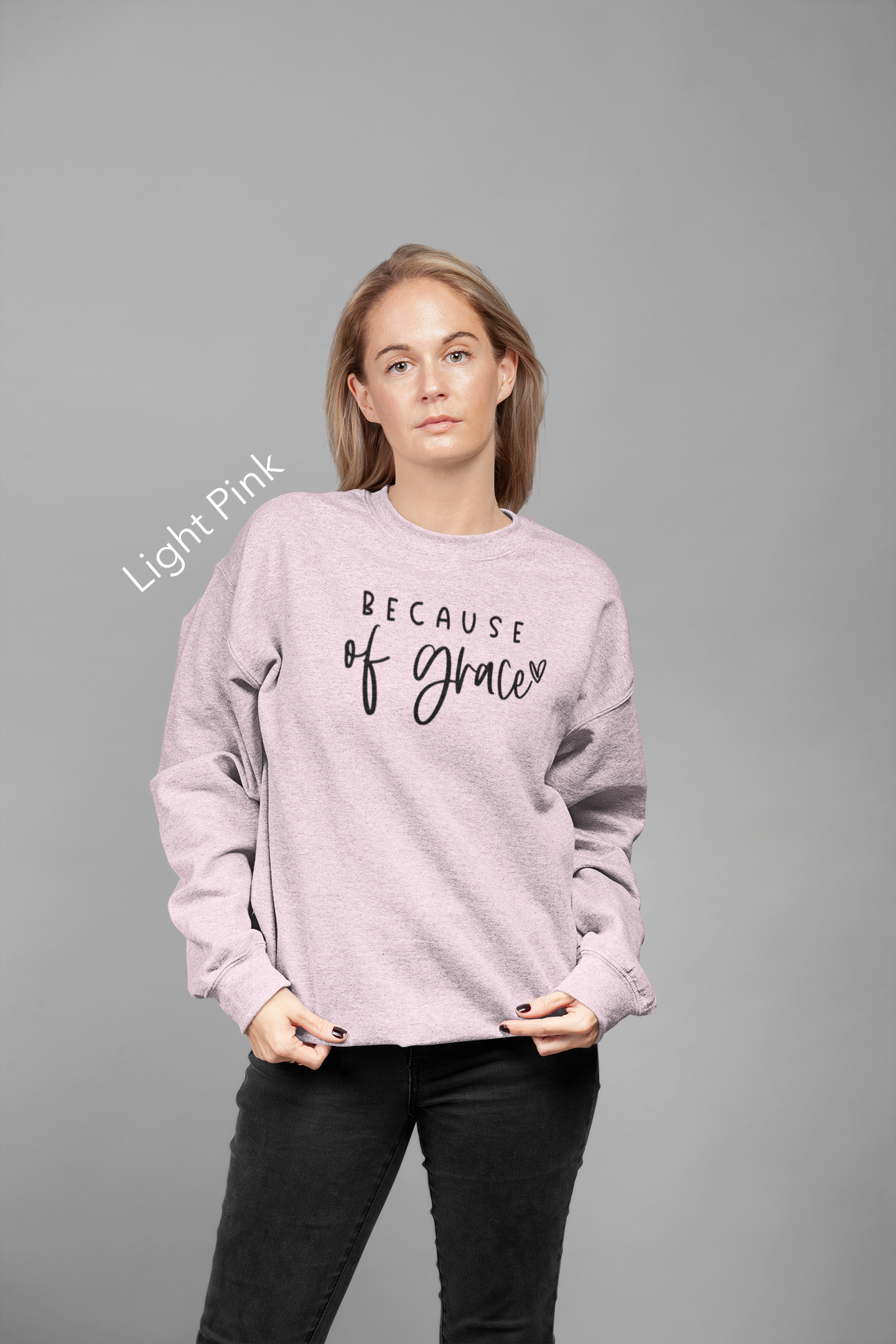 Because of Grace Vinyl Graphic Tee or Crewneck Sweatshirt