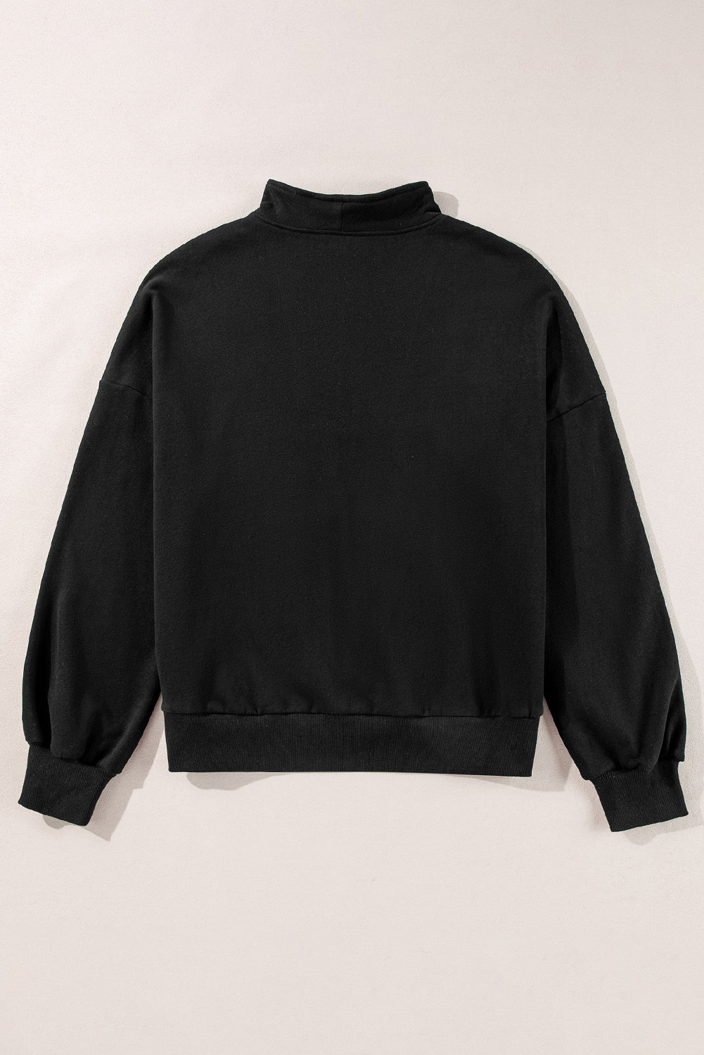 Black Zip-up Stand Neck Kangaroo Pocket Sweatshirt