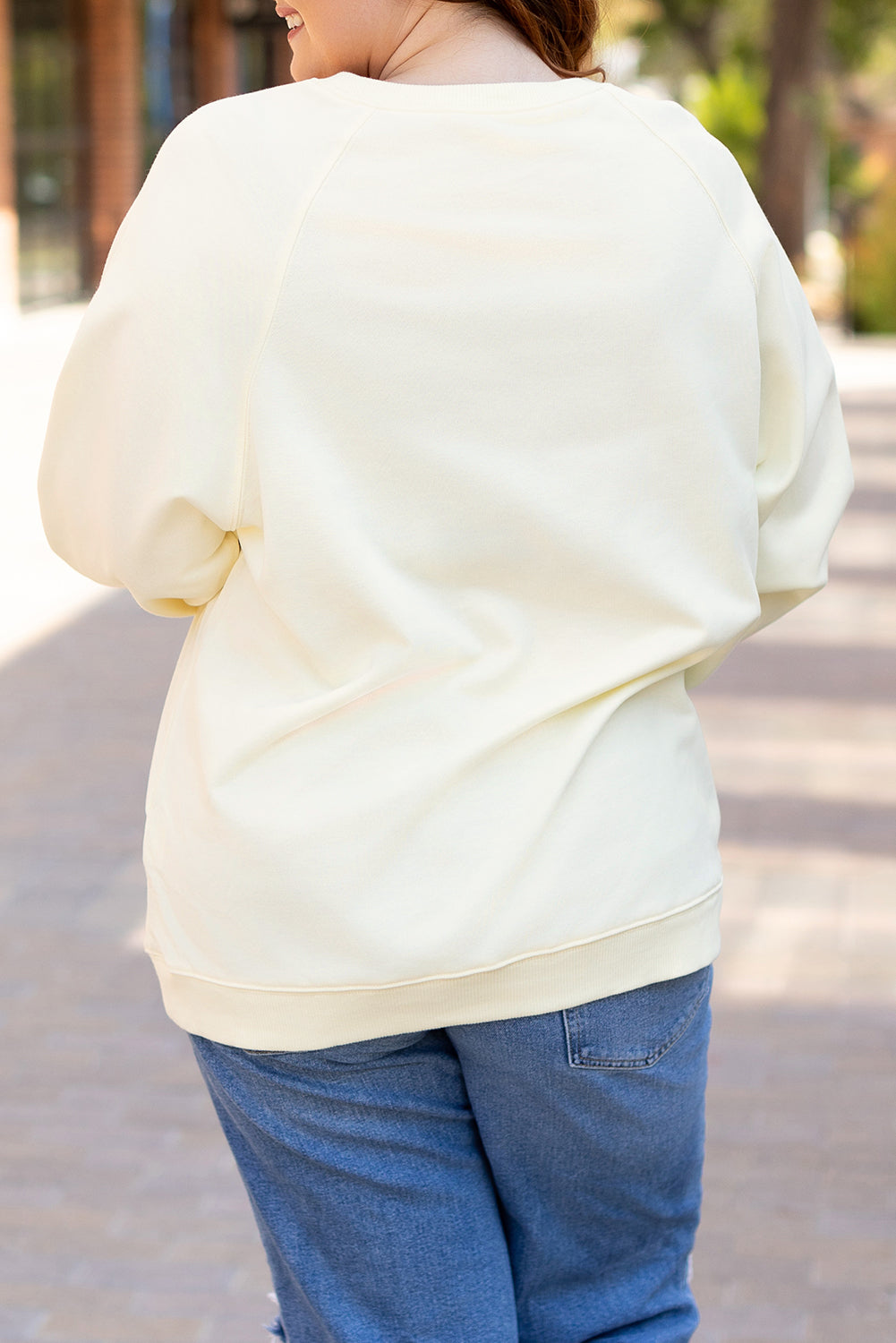 White Rainbow Raglan Sleeve Crew Neck Plus Size Sweatshirt