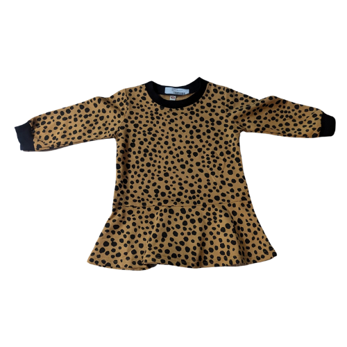 Girls Leopard Print Long Sleeve Dress