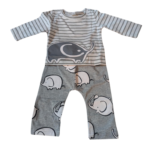 Boys 2-piece Elephant Pattern Striped PJ's