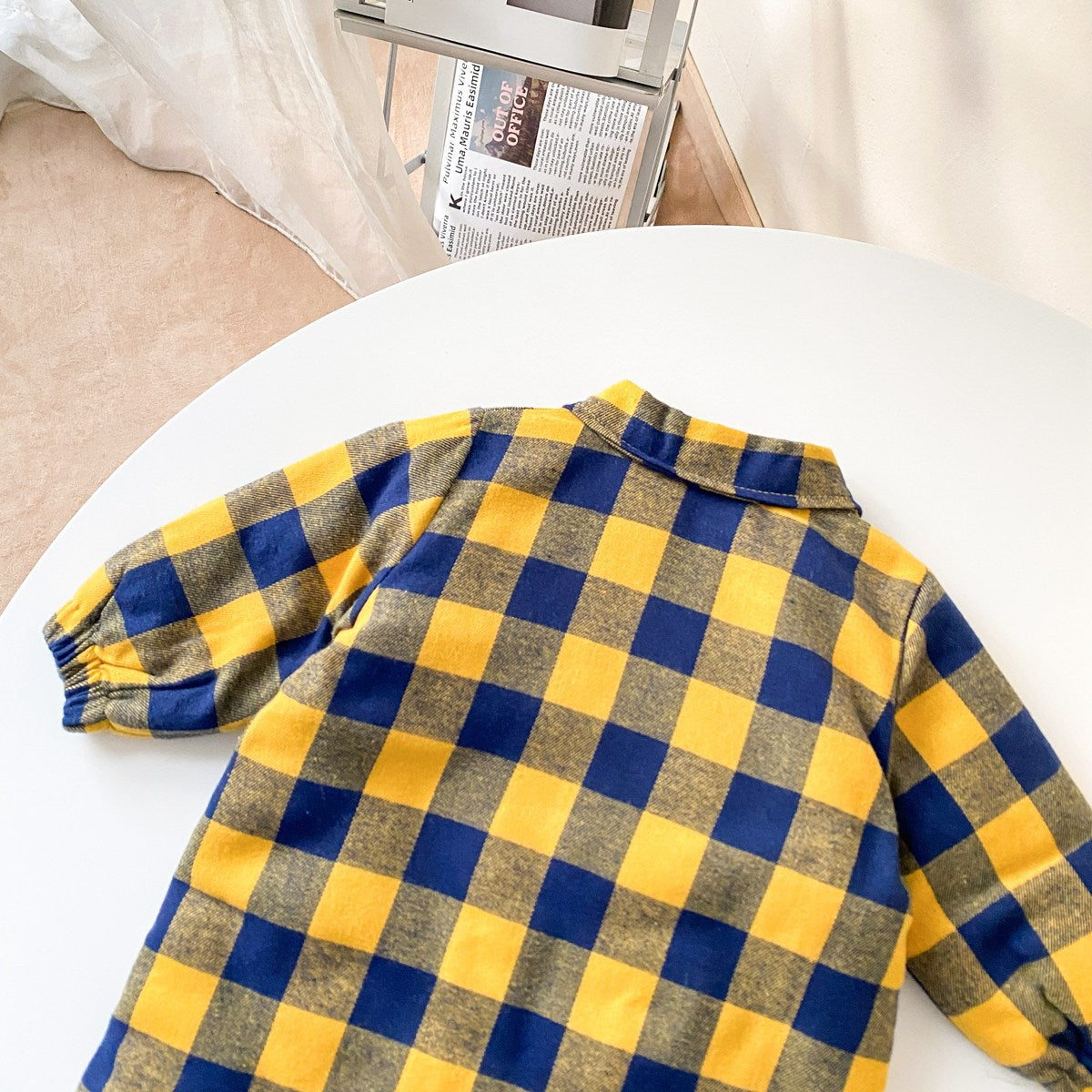 Baby Boy Plaid Pattern Snap Button Front Design Long Sleeve Thick Rompers