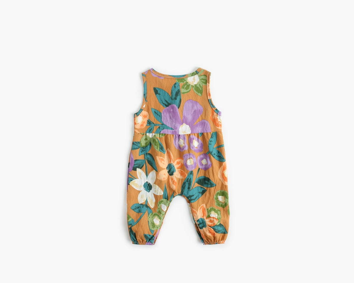 Girls Floral Sleeveless Romper