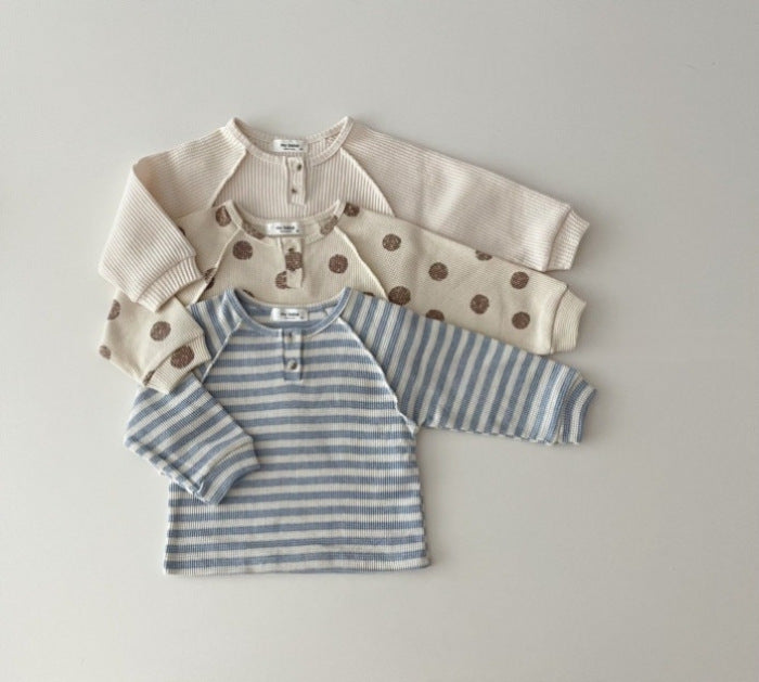 Boys or girls Baby Striped & Polka Dot Pattern & Solid Color Loose Comfort Shirt