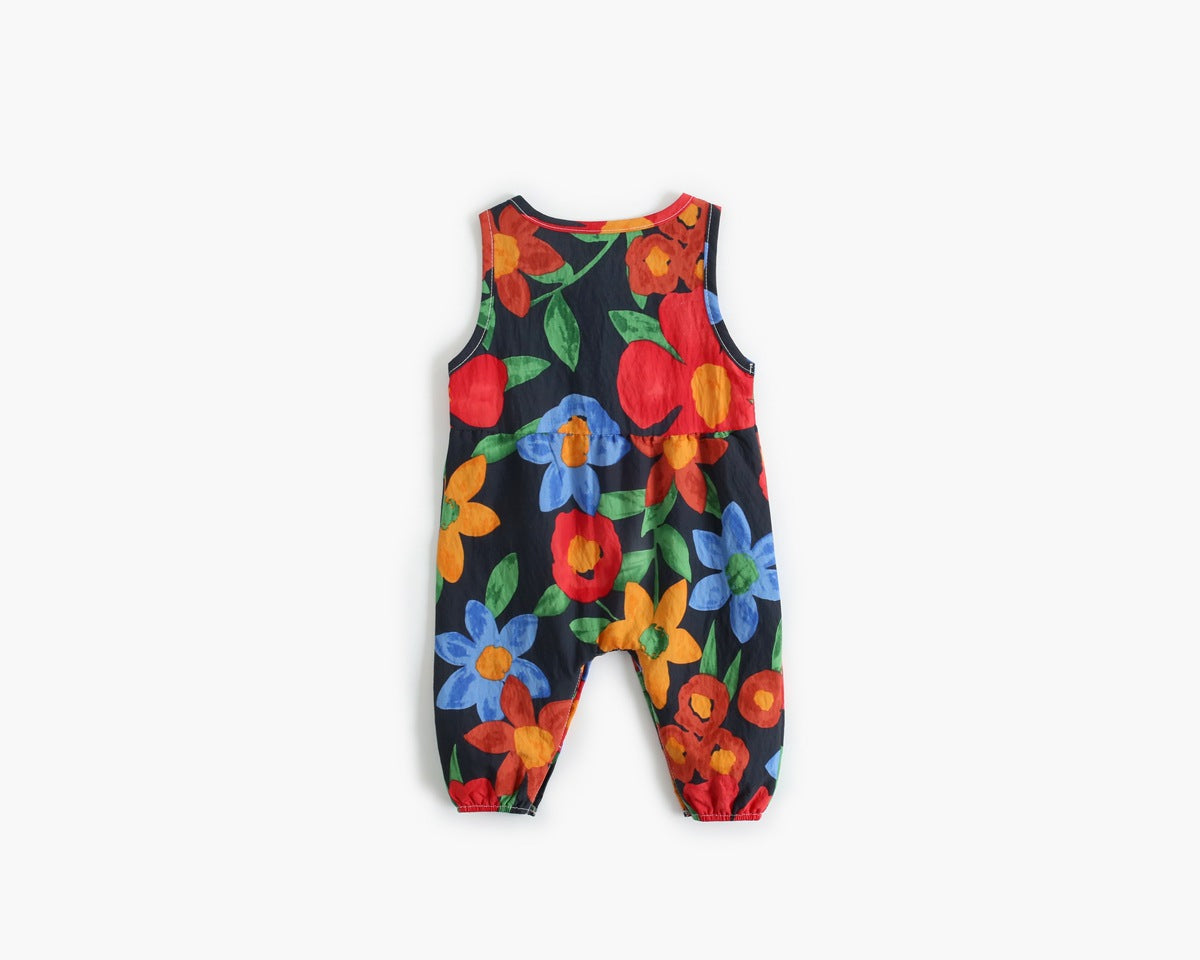 Girls Floral Sleeveless Romper