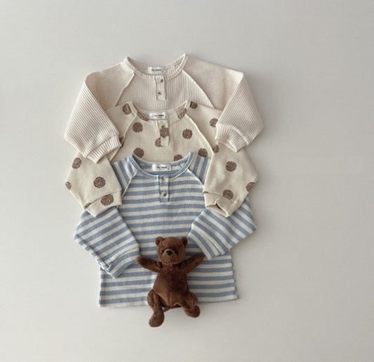 Boys or girls Baby Striped & Polka Dot Pattern & Solid Color Loose Comfort Shirt