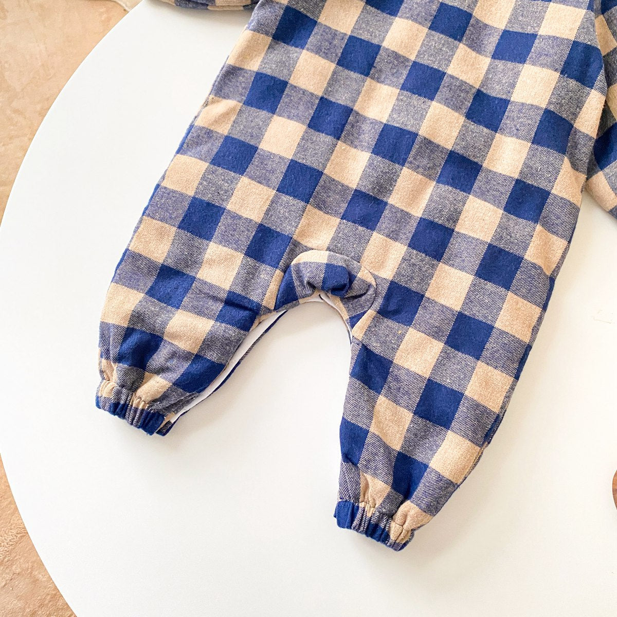 Baby Boy Plaid Pattern Snap Button Front Design Long Sleeve Thick Rompers