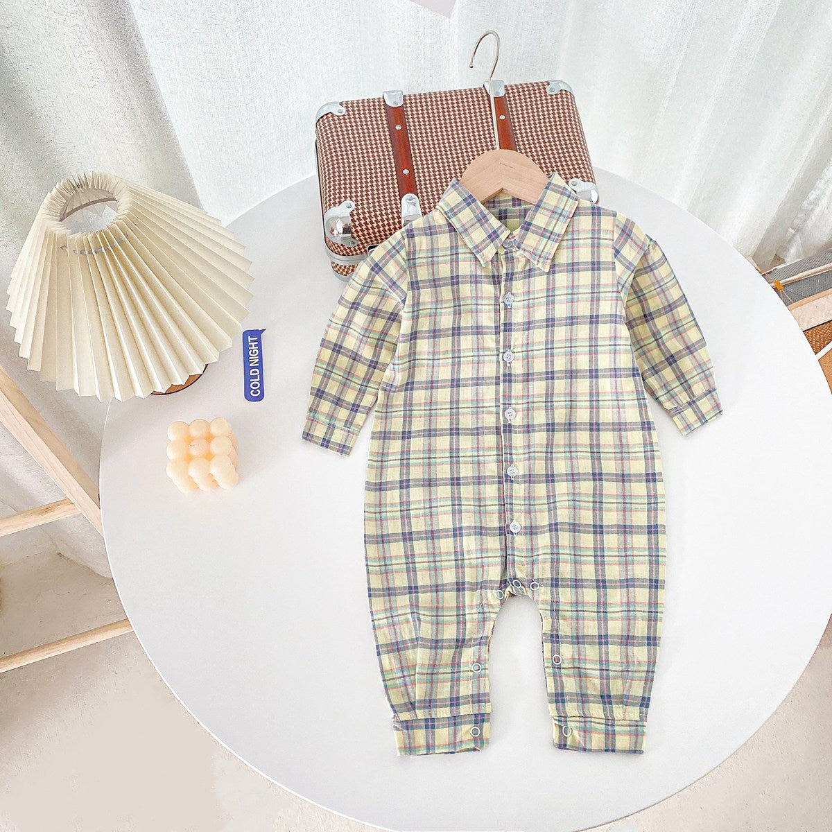 Boys Classic Plaid Pattern Romper