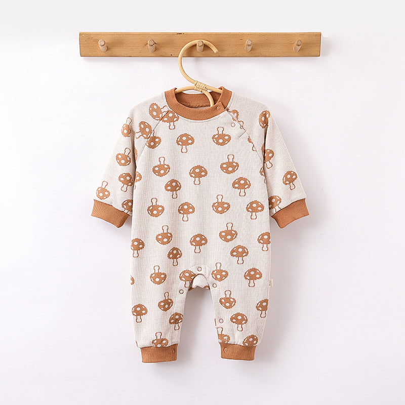 Baby Unisex Animals Pattern Long Sleeves Crew Neck Rompers