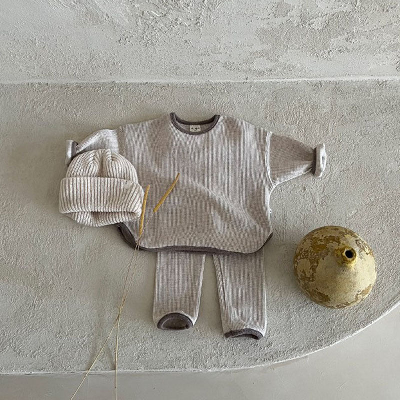 Boys Waffle Knit Loose 2 Piece Set