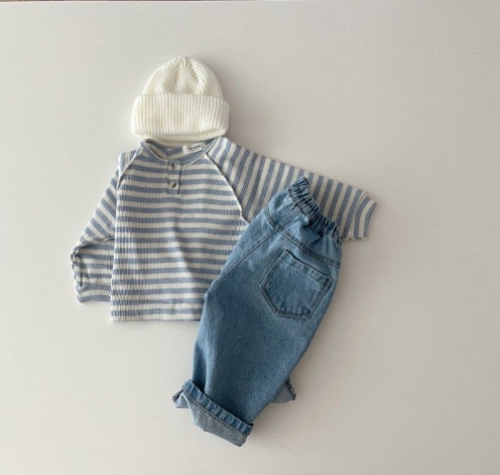 Boys or girls Baby Striped & Polka Dot Pattern & Solid Color Loose Comfort Shirt