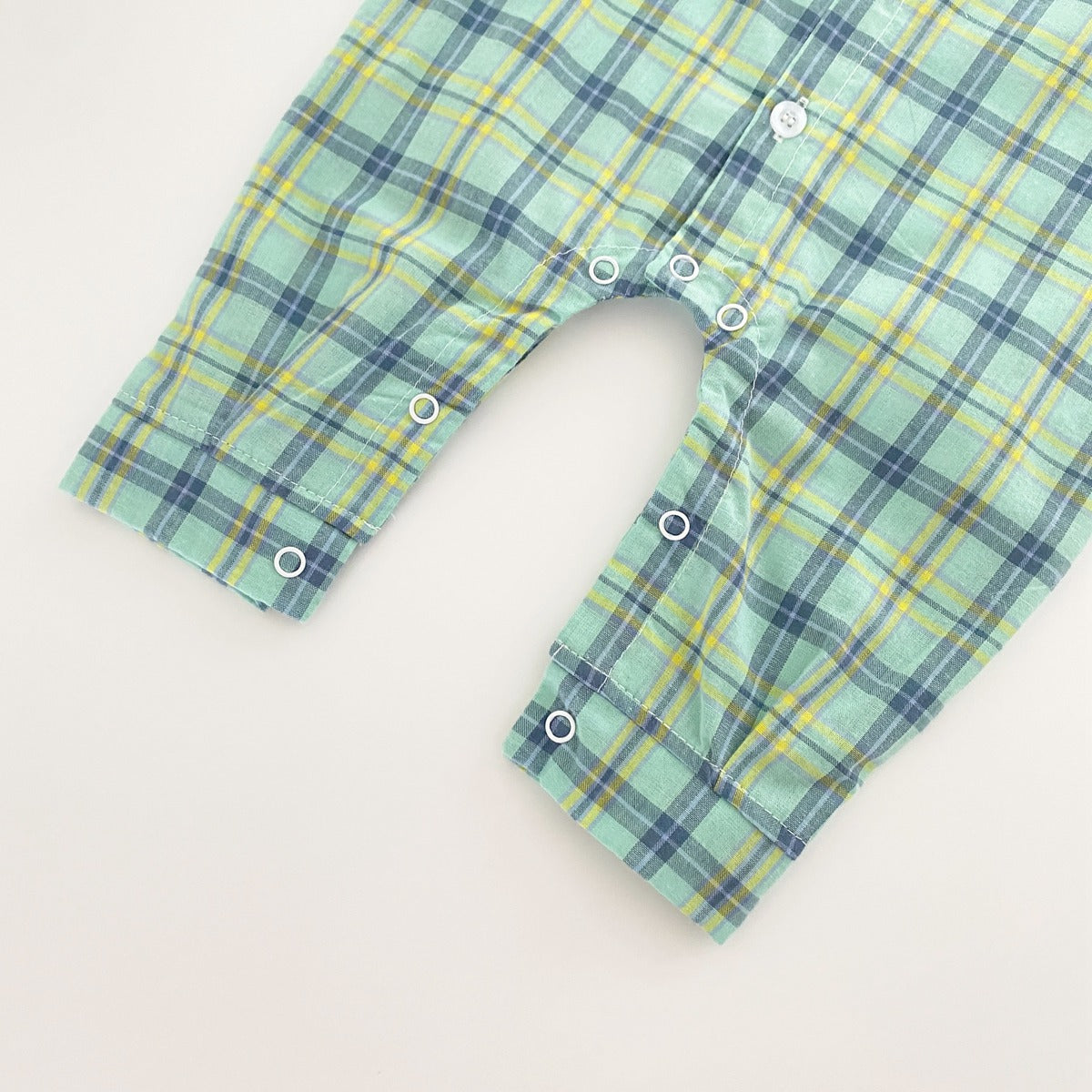 Boys Classic Plaid Pattern Romper