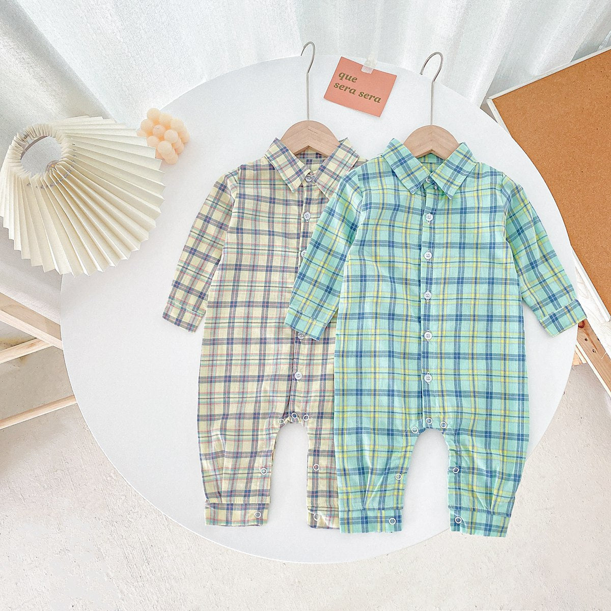 Boys Classic Plaid Pattern Romper